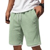 image:imageCOOFANDY Mens Casual Shorts Cotton Drawstring 79 inch Waffle Shorts Stretch Elastic Waist Summer Beach Lounge Sweat ShortsLight Green
