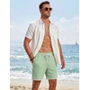 image:imageCOOFANDY Mens Casual Shorts Cotton Drawstring 79 inch Waffle Shorts Stretch Elastic Waist Summer Beach Lounge Sweat ShortsLight Green