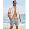 image:imageCOOFANDY Mens Casual Shorts Cotton Drawstring 79 inch Waffle Shorts Stretch Elastic Waist Summer Beach Lounge Sweat ShortsLight Grey