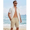 image:imageCOOFANDY Mens Casual Shorts Cotton Drawstring 79 inch Waffle Shorts Stretch Elastic Waist Summer Beach Lounge Sweat ShortsLight Khaki