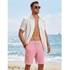 image:imageCOOFANDY Mens Casual Shorts Cotton Drawstring 79 inch Waffle Shorts Stretch Elastic Waist Summer Beach Lounge Sweat ShortsPink