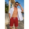 image:imageCOOFANDY Mens Casual Shorts Cotton Drawstring 79 inch Waffle Shorts Stretch Elastic Waist Summer Beach Lounge Sweat ShortsRed
