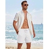 image:imageCOOFANDY Mens Casual Shorts Cotton Drawstring 79 inch Waffle Shorts Stretch Elastic Waist Summer Beach Lounge Sweat ShortsWhite