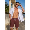 image:imageCOOFANDY Mens Casual Shorts Cotton Drawstring 79 inch Waffle Shorts Stretch Elastic Waist Summer Beach Lounge Sweat ShortsWine Red