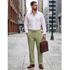 image:imageCOOFANDY Mens Cotton Linen Pants Casual Drawstring Summer Beach Pants Lightweight Linen Dress TrousersArtichoke Green