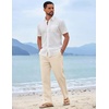 image:imageCOOFANDY Mens Cotton Linen Pants Casual Drawstring Summer Beach Pants Lightweight Linen Dress TrousersBeige