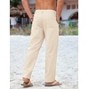 image:imageCOOFANDY Mens Cotton Linen Pants Casual Drawstring Summer Beach Pants Lightweight Linen Dress TrousersBeige
