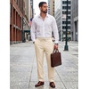 image:imageCOOFANDY Mens Cotton Linen Pants Casual Drawstring Summer Beach Pants Lightweight Linen Dress TrousersBeige