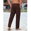 image:imageCOOFANDY Mens Cotton Linen Pants Casual Drawstring Summer Beach Pants Lightweight Linen Dress TrousersBrown