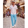 image:imageCOOFANDY Mens Cotton Linen Pants Casual Drawstring Summer Beach Pants Lightweight Linen Dress TrousersSky Blue