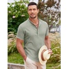 image:imageCOOFANDY Mens Linen Henley Shirt Short Sleeve Casual Summer Beach Hippie T Shirts2light Green