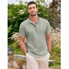 image:imageCOOFANDY Mens Linen Henley Shirt Short Sleeve Casual Summer Beach Hippie T Shirts2light Green