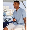 image:imageCOOFANDY Mens Linen Henley Shirt Short Sleeve Casual Summer Beach Hippie T ShirtsA Flecking Blue