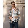 image:imageCOOFANDY Mens Long Sleeve Flannel Shirts Jacket Fashion Plaid Jackets Casual Button Down Shirt with PocketsGreen