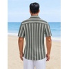 image:imageCOOFANDY Mens Short Sleeve Casual Shirts Button Down Striped Summer Shirts Textured Vacation Beach ShirtB Dark GreyLight Apricot