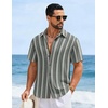 image:imageCOOFANDY Mens Short Sleeve Casual Shirts Button Down Striped Summer Shirts Textured Vacation Beach ShirtB Dark GreyLight Apricot