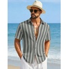 image:imageCOOFANDY Mens Short Sleeve Casual Shirts Button Down Striped Summer Shirts Textured Vacation Beach ShirtB Dark GreyLight Apricot