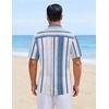 image:imageCOOFANDY Mens Short Sleeve Casual Shirts Button Down Striped Summer Shirts Textured Vacation Beach ShirtB WhiteBlue 02