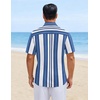 image:imageCOOFANDY Mens Short Sleeve Casual Shirts Button Down Striped Summer Shirts Textured Vacation Beach ShirtB WhiteBlue 03