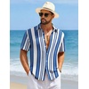 image:imageCOOFANDY Mens Short Sleeve Casual Shirts Button Down Striped Summer Shirts Textured Vacation Beach ShirtB WhiteBlue 03