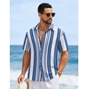 image:imageCOOFANDY Mens Short Sleeve Casual Shirts Button Down Striped Summer Shirts Textured Vacation Beach ShirtB WhiteBlue 03