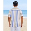 image:imageCOOFANDY Mens Short Sleeve Casual Shirts Button Down Striped Summer Shirts Textured Vacation Beach ShirtB WhiteBlueOrange