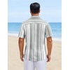 image:imageCOOFANDY Mens Short Sleeve Casual Shirts Button Down Striped Summer Shirts Textured Vacation Beach ShirtB WhiteDark Grey