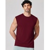 image:imageCOOFANDY Mens Sleeveless Shirts 100 Cotton Workout Tank Tops Cut Off Shirts Gym Muscle Loose Fit TeeDark Red