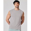 image:imageCOOFANDY Mens Sleeveless Shirts 100 Cotton Workout Tank Tops Cut Off Shirts Gym Muscle Loose Fit TeeLight Grey