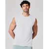 image:imageCOOFANDY Mens Sleeveless Shirts 100 Cotton Workout Tank Tops Cut Off Shirts Gym Muscle Loose Fit TeePearl White