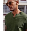 image:imageCOOFANDY Mens T Shirts V Neck 100 Cotton Short Sleeve Casual Summer Vintage Tee ShirtArmy Green