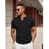 image:imageCOOFANDY Mens T Shirts V Neck 100 Cotton Short Sleeve Casual Summer Vintage Tee ShirtBlack