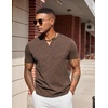 image:imageCOOFANDY Mens T Shirts V Neck 100 Cotton Short Sleeve Casual Summer Vintage Tee ShirtBrown