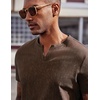 image:imageCOOFANDY Mens T Shirts V Neck 100 Cotton Short Sleeve Casual Summer Vintage Tee ShirtBrown