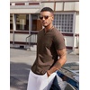 image:imageCOOFANDY Mens T Shirts V Neck 100 Cotton Short Sleeve Casual Summer Vintage Tee ShirtBrown