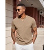 image:imageCOOFANDY Mens T Shirts V Neck 100 Cotton Short Sleeve Casual Summer Vintage Tee ShirtKhaki