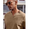 image:imageCOOFANDY Mens T Shirts V Neck 100 Cotton Short Sleeve Casual Summer Vintage Tee ShirtKhaki