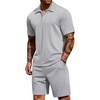 image:imageCOOFANDY Mens 2 Pieces Outfits Casual Quarter Zip Polo Shirt and Shorts Set Athletic Jogging Summer TracksuitLight Heather Grey