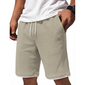 image:imageCOOFANDY Mens Casual Shorts Cotton Drawstring 79 inch Waffle Shorts Stretch Elastic Waist Summer Beach Lounge Sweat ShortsApricot