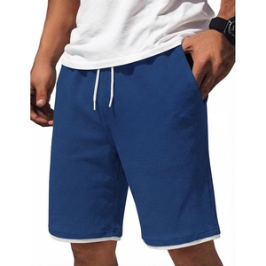 image:imageCOOFANDY Mens Casual Shorts Cotton Drawstring 79 inch Waffle Shorts Stretch Elastic Waist Summer Beach Lounge Sweat ShortsBlue