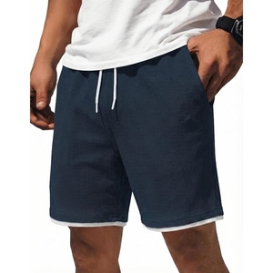 image:imageCOOFANDY Mens Casual Shorts Cotton Drawstring 79 inch Waffle Shorts Stretch Elastic Waist Summer Beach Lounge Sweat ShortsDark Blue