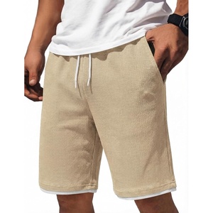 image:imageCOOFANDY Mens Casual Shorts Cotton Drawstring 79 inch Waffle Shorts Stretch Elastic Waist Summer Beach Lounge Sweat ShortsLight Khaki