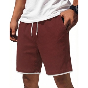 image:imageCOOFANDY Mens Casual Shorts Cotton Drawstring 79 inch Waffle Shorts Stretch Elastic Waist Summer Beach Lounge Sweat ShortsWine Red