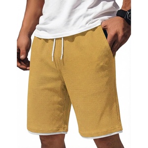 image:imageCOOFANDY Mens Casual Shorts Cotton Drawstring 79 inch Waffle Shorts Stretch Elastic Waist Summer Beach Lounge Sweat ShortsYellow