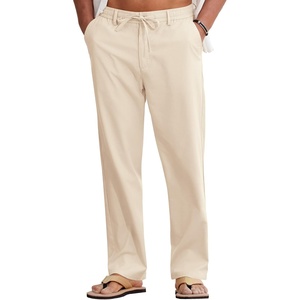 image:imageCOOFANDY Mens Cotton Linen Pants Casual Drawstring Summer Beach Pants Lightweight Linen Dress TrousersBeige