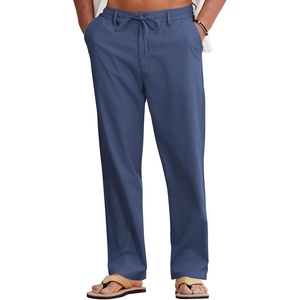 image:imageCOOFANDY Mens Cotton Linen Pants Casual Drawstring Summer Beach Pants Lightweight Linen Dress TrousersDark Blue