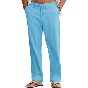image:imageCOOFANDY Mens Cotton Linen Pants Casual Drawstring Summer Beach Pants Lightweight Linen Dress TrousersSky Blue