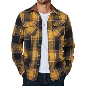 image:imageCOOFANDY Mens Long Sleeve Flannel Shirts Jacket Fashion Plaid Jackets Casual Button Down Shirt with PocketsBlack Yellow