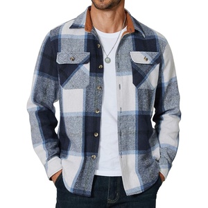 image:imageCOOFANDY Mens Long Sleeve Flannel Shirts Jacket Fashion Plaid Jackets Casual Button Down Shirt with PocketsBlue