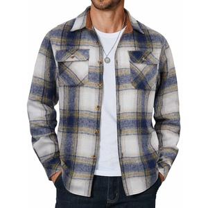 image:imageCOOFANDY Mens Long Sleeve Flannel Shirts Jacket Fashion Plaid Jackets Casual Button Down Shirt with PocketsBlue Yellowline
